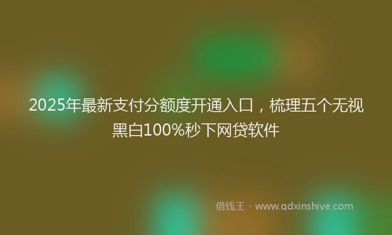 2025年最新支付分额度开通入口，梳理五个无视黑白100%秒下网贷软件
