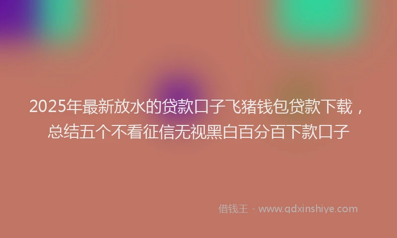 2025年最新放水的贷款口子飞猪钱包贷款下载，总结五个不看征信无视黑白百分百下款口子