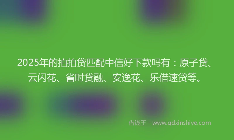 2025年的拍拍贷匹配中信好下款吗有：原子贷、云闪花、省时贷融、安逸花、乐借速贷等。