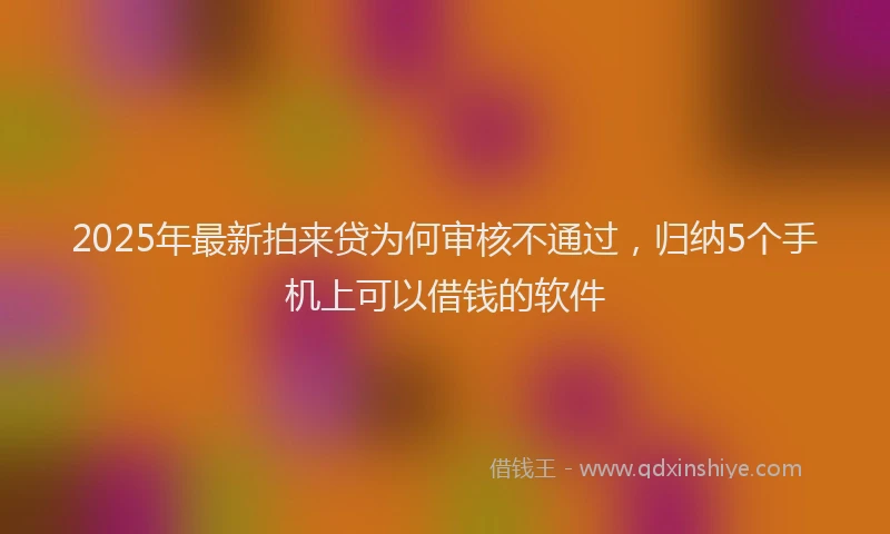 2025年最新拍来贷为何审核不通过，归纳5个手机上可以借钱的软件