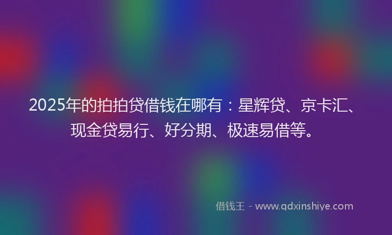 2025年的拍拍贷借钱在哪有：星辉贷、京卡汇、现金贷易行、好分期、极速易借等。