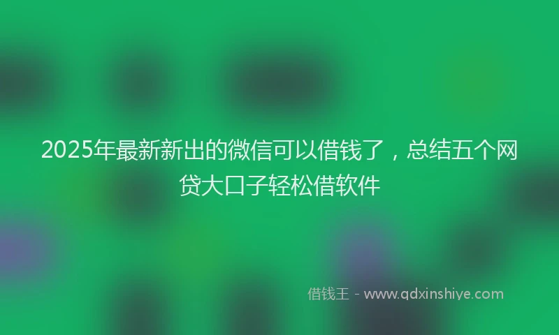 2025年最新新出的微信可以借钱了，总结五个网贷大口子轻松借软件