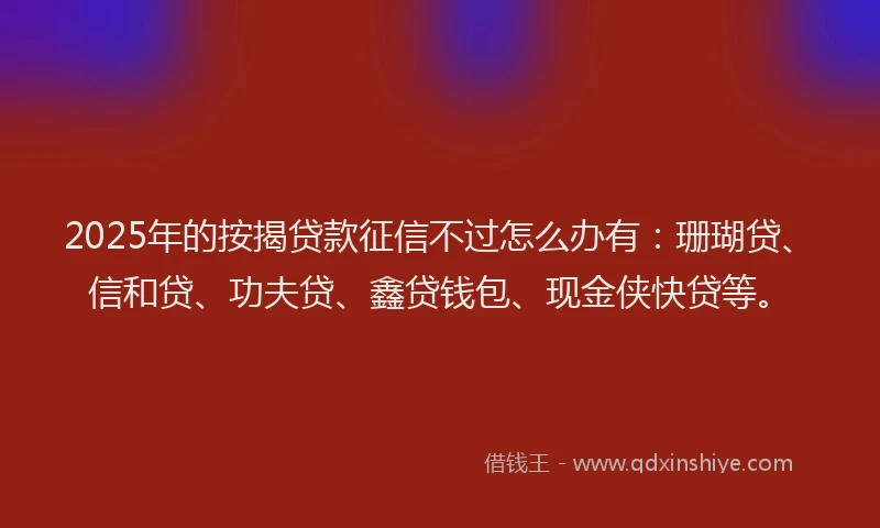 2025年的按揭贷款征信不过怎么办有：珊瑚贷、信和贷、功夫贷、鑫贷钱包、现金侠快贷等。
