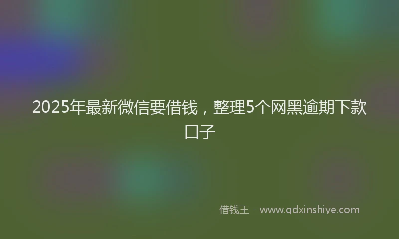 2025年最新微信要借钱，整理5个网黑逾期下款口子