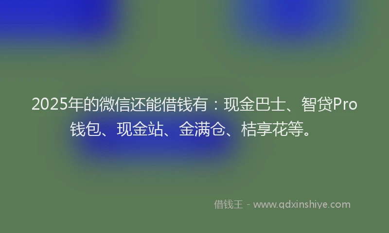 2025年的微信还能借钱有：现金巴士、智贷Pro钱包、现金站、金满仓、桔享花等。