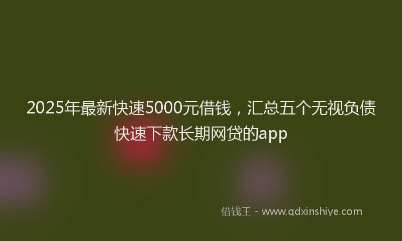 2025年最新快速5000元借钱，汇总五个无视负债快速下款长期网贷的app