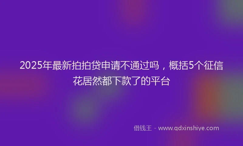 2025年最新拍拍贷申请不通过吗，概括5个征信花居然都下款了的平台