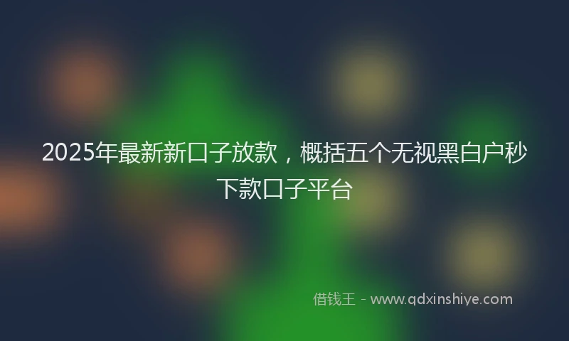 2025年最新新口子放款，概括五个无视黑白户秒下款口子平台