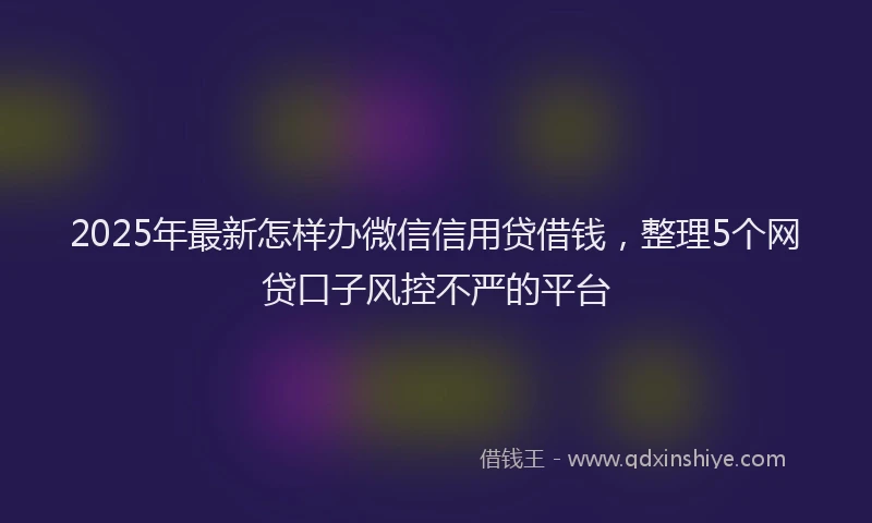 2025年最新怎样办微信信用贷借钱，整理5个网贷口子风控不严的平台