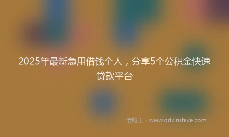 2025年最新急用借钱个人，分享5个公积金快速贷款平台