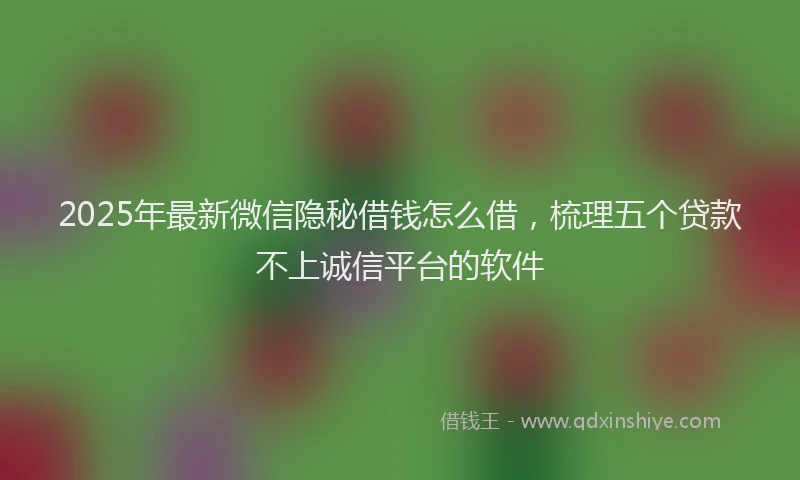 2025年最新微信隐秘借钱怎么借，梳理五个贷款不上诚信平台的软件