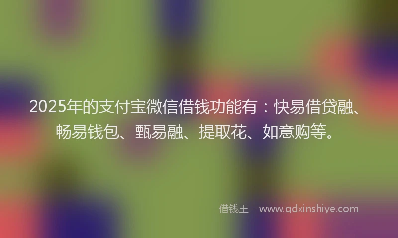2025年的支付宝微信借钱功能有：快易借贷融、畅易钱包、甄易融、提取花、如意购等。