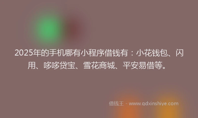 2025年的手机哪有小程序借钱有：小花钱包、闪用、哆哆贷宝、雪花商城、平安易借等。