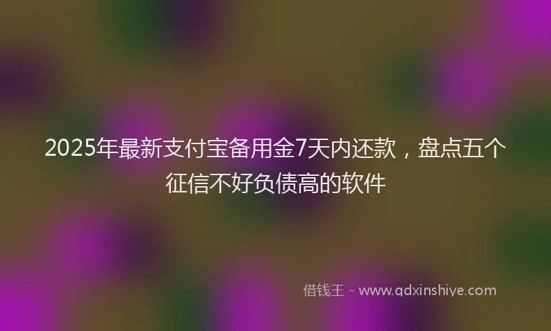2025年最新支付宝备用金7天内还款，盘点五个征信不好负债高的软件