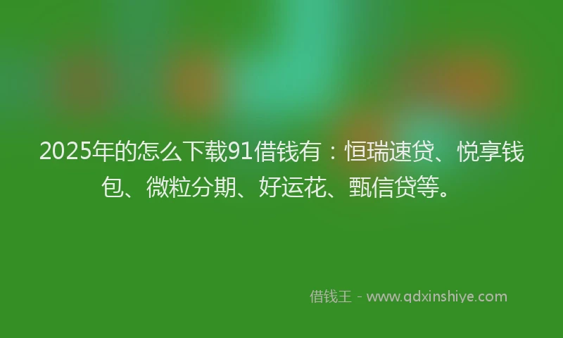 2025年的怎么下载91借钱有：恒瑞速贷、悦享钱包、微粒分期、好运花、甄信贷等。