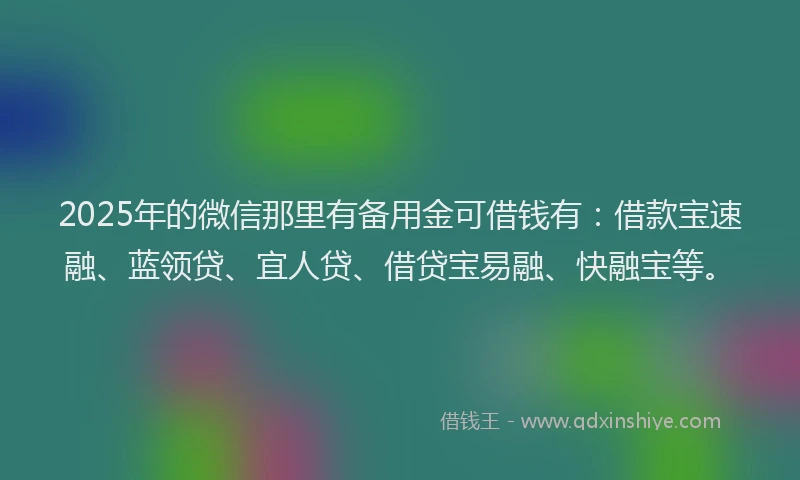 2025年的微信那里有备用金可借钱有：借款宝速融、蓝领贷、宜人贷、借贷宝易融、快融宝等。