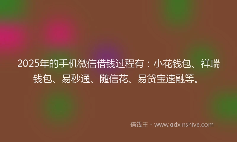 2025年的手机微信借钱过程有：小花钱包、祥瑞钱包、易秒通、随信花、易贷宝速融等。