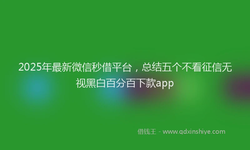 2025年最新微信秒借平台，总结五个不看征信无视黑白百分百下款app