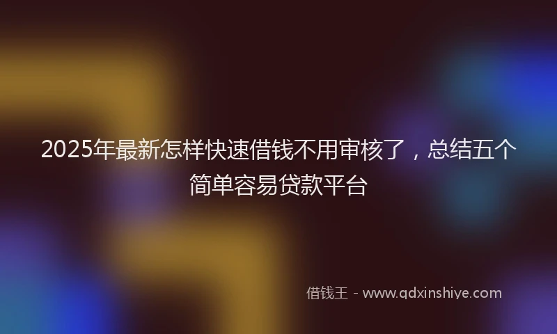 2025年最新怎样快速借钱不用审核了，总结五个简单容易贷款平台