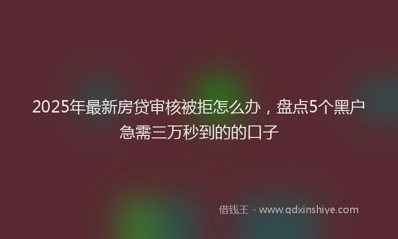 2025年最新房贷审核被拒怎么办，盘点5个黑户急需三万秒到的的口子