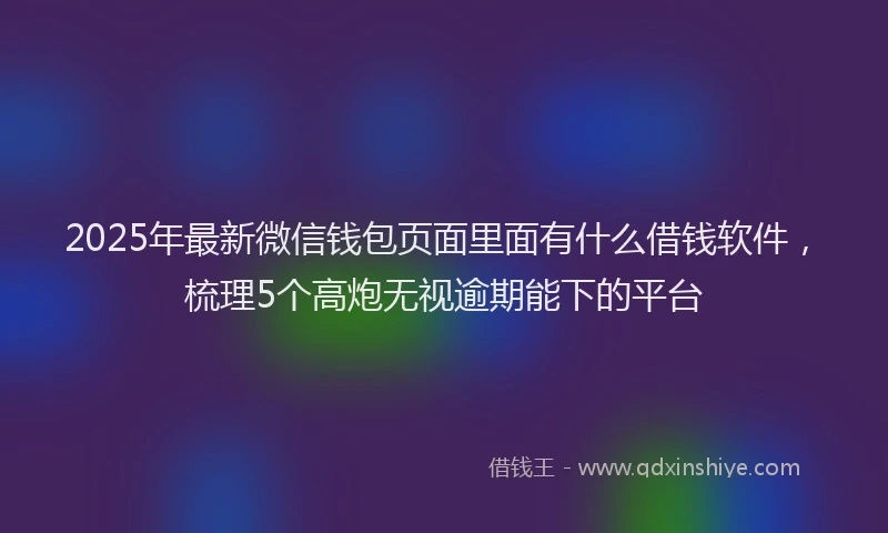 2025年最新微信钱包页面里面有什么借钱软件，梳理5个高炮无视逾期能下的平台
