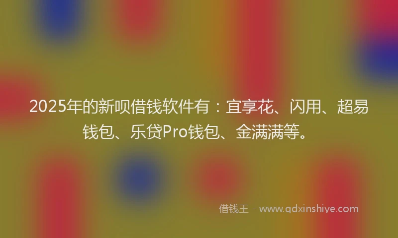 2025年的新呗借钱软件有：宜享花、闪用、超易钱包、乐贷Pro钱包、金满满等。
