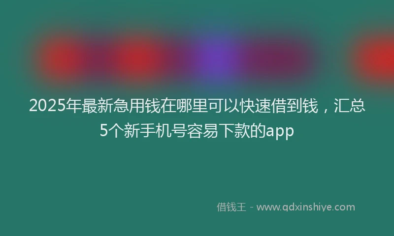 2025年最新急用钱在哪里可以快速借到钱，汇总5个新手机号容易下款的app