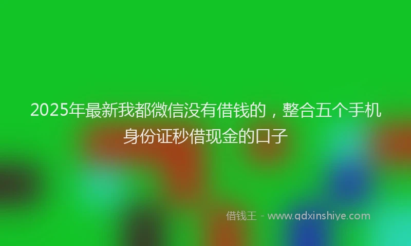 2025年最新我都微信没有借钱的，整合五个手机身份证秒借现金的口子
