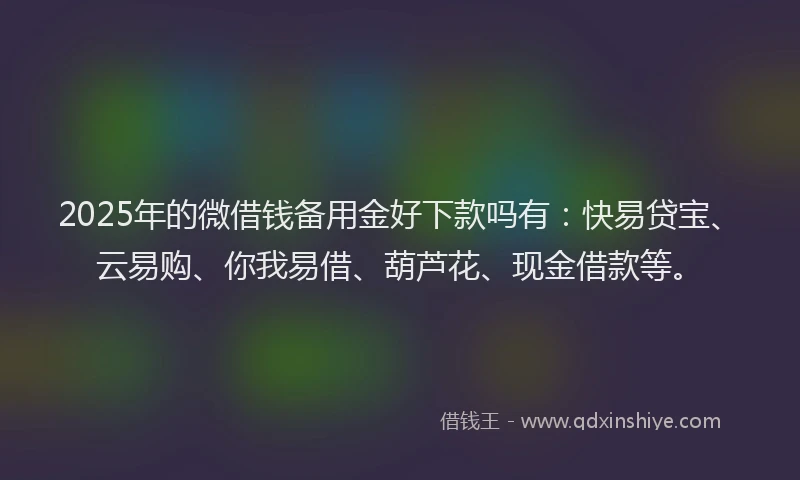 2025年的微借钱备用金好下款吗有：快易贷宝、云易购、你我易借、葫芦花、现金借款等。