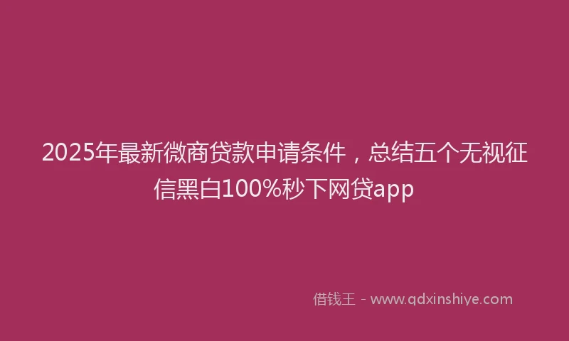 2025年最新微商贷款申请条件，总结五个无视征信黑白100%秒下网贷app