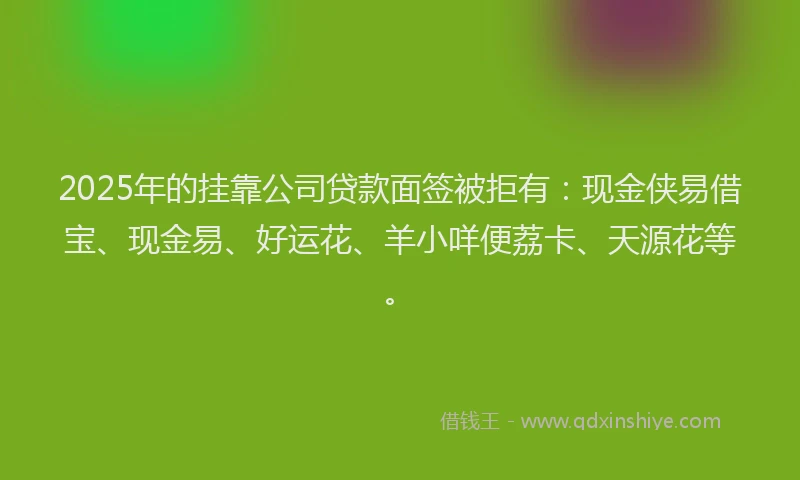 2025年的挂靠公司贷款面签被拒有：现金侠易借宝、现金易、好运花、羊小咩便荔卡、天源花等。
