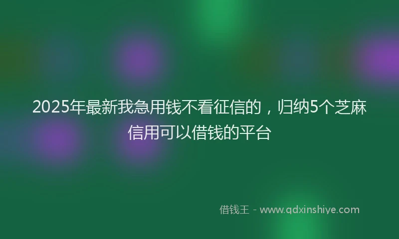2025年最新我急用钱不看征信的，归纳5个芝麻信用可以借钱的平台