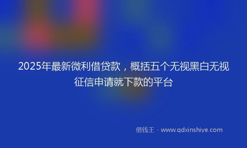 2025年最新微利借贷款，概括五个无视黑白无视征信申请就下款的平台