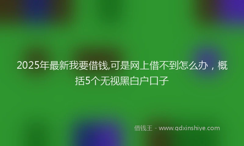2025年最新我要借钱,可是网上借不到怎么办，概括5个无视黑白户口子
