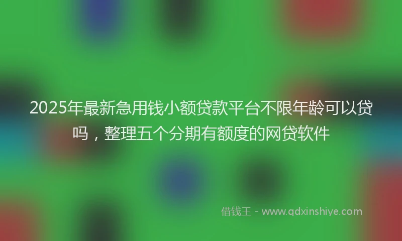 2025年最新急用钱小额贷款平台不限年龄可以贷吗，整理五个分期有额度的网贷软件