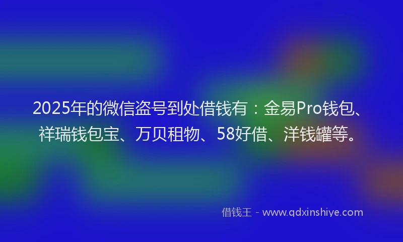 2025年的微信盗号到处借钱有：金易Pro钱包、祥瑞钱包宝、万贝租物、58好借、洋钱罐等。