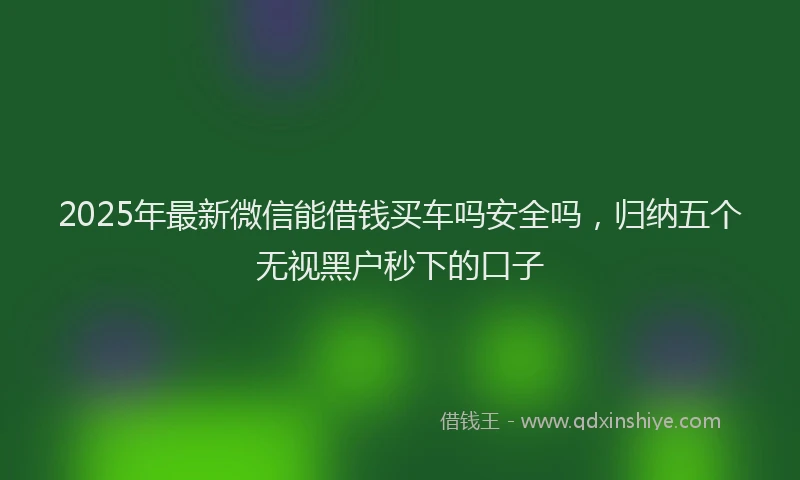 2025年最新微信能借钱买车吗安全吗，归纳五个无视黑户秒下的口子