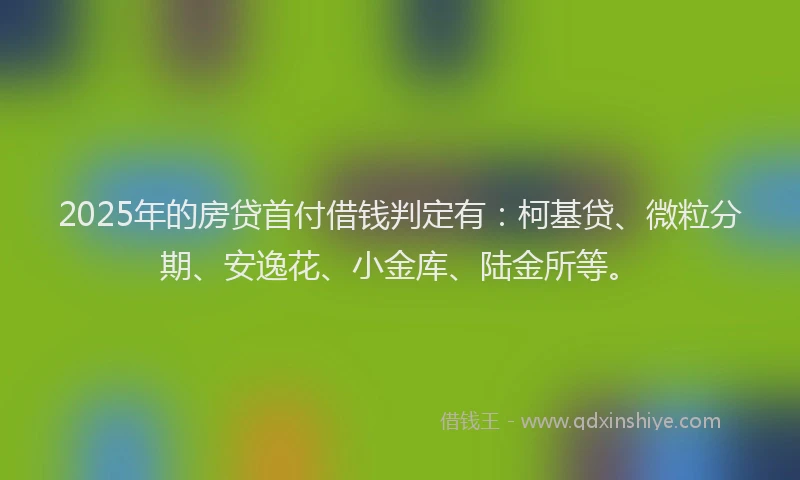 2025年的房贷首付借钱判定有：柯基贷、微粒分期、安逸花、小金库、陆金所等。