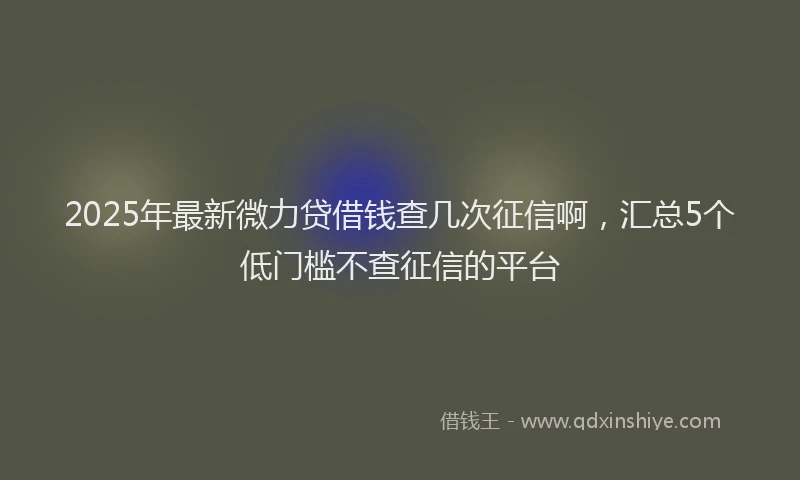 2025年最新微力贷借钱查几次征信啊，汇总5个低门槛不查征信的平台