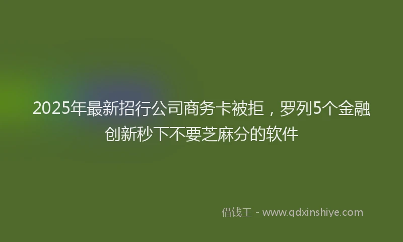 2025年最新招行公司商务卡被拒，罗列5个金融创新秒下不要芝麻分的软件