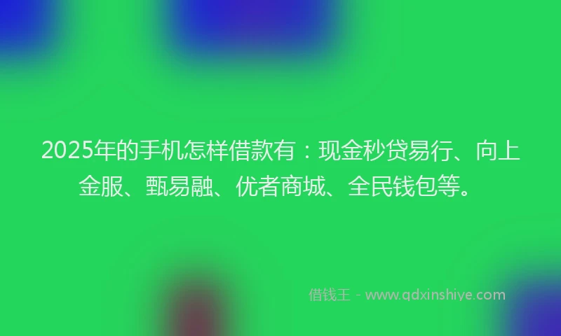 2025年的手机怎样借款有：现金秒贷易行、向上金服、甄易融、优者商城、全民钱包等。