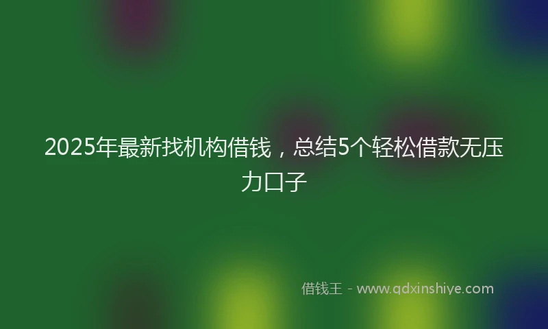 2025年最新找机构借钱，总结5个轻松借款无压力口子