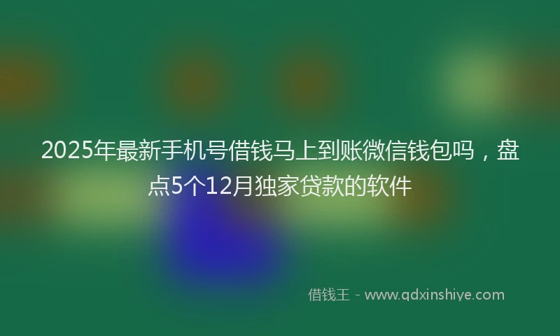 2025年最新手机号借钱马上到账微信钱包吗，盘点5个12月独家贷款的软件