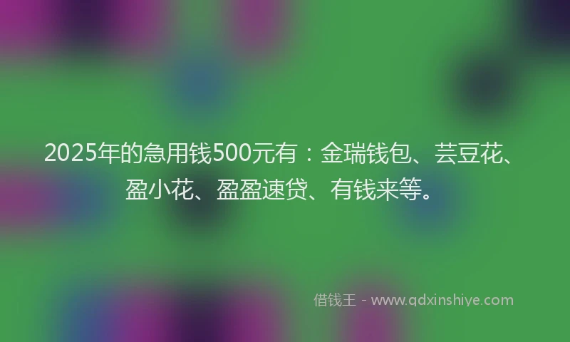 2025年的急用钱500元有：金瑞钱包、芸豆花、盈小花、盈盈速贷、有钱来等。