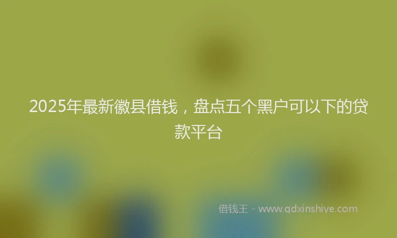 2025年最新徽县借钱，盘点五个黑户可以下的贷款平台