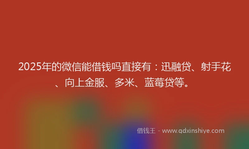 2025年的微信能借钱吗直接有：迅融贷、射手花、向上金服、多米、蓝莓贷等。
