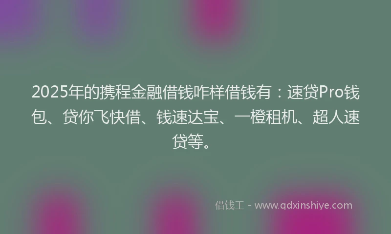 2025年的携程金融借钱咋样借钱有：速贷Pro钱包、贷你飞快借、钱速达宝、一橙租机、超人速贷等。
