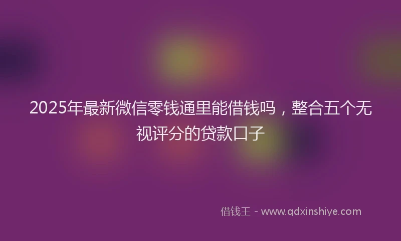 2025年最新微信零钱通里能借钱吗，整合五个无视评分的贷款口子