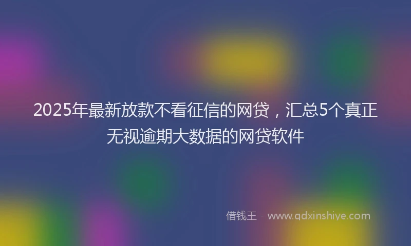 2025年最新放款不看征信的网贷，汇总5个真正无视逾期大数据的网贷软件