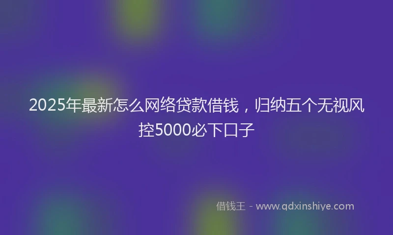 2025年最新怎么网络贷款借钱，归纳五个无视风控5000必下口子